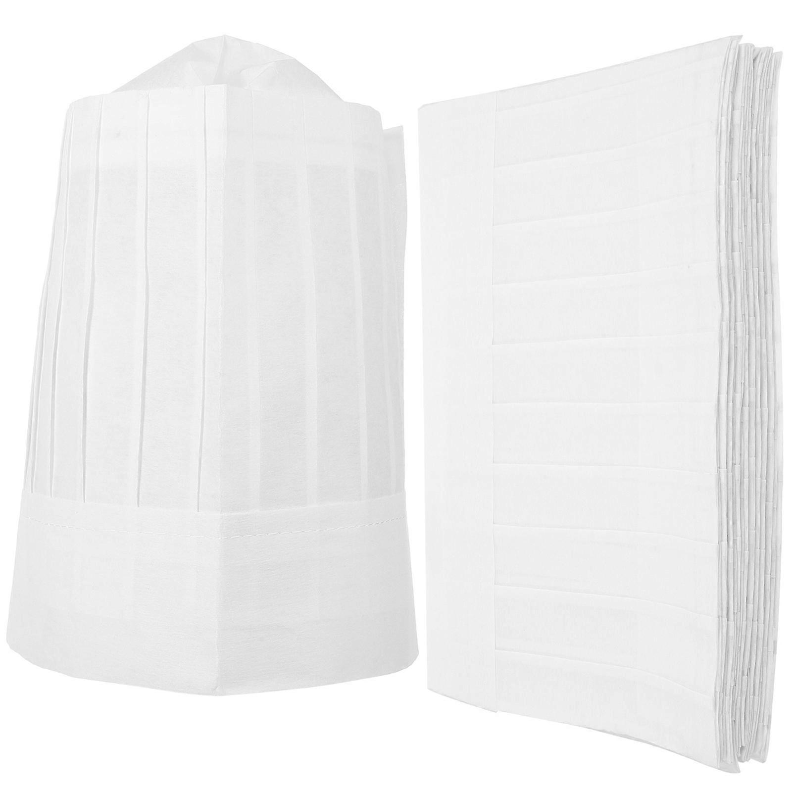 White Disposable Chef Hat Paper for Cooking Use 20Pcs Universal Style