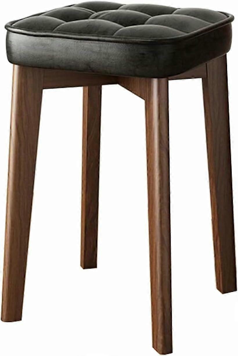 PU Leather Dining Stool Stackable SpaceSaving Dark Walnut Upholstered Seat 400lbs Capacity