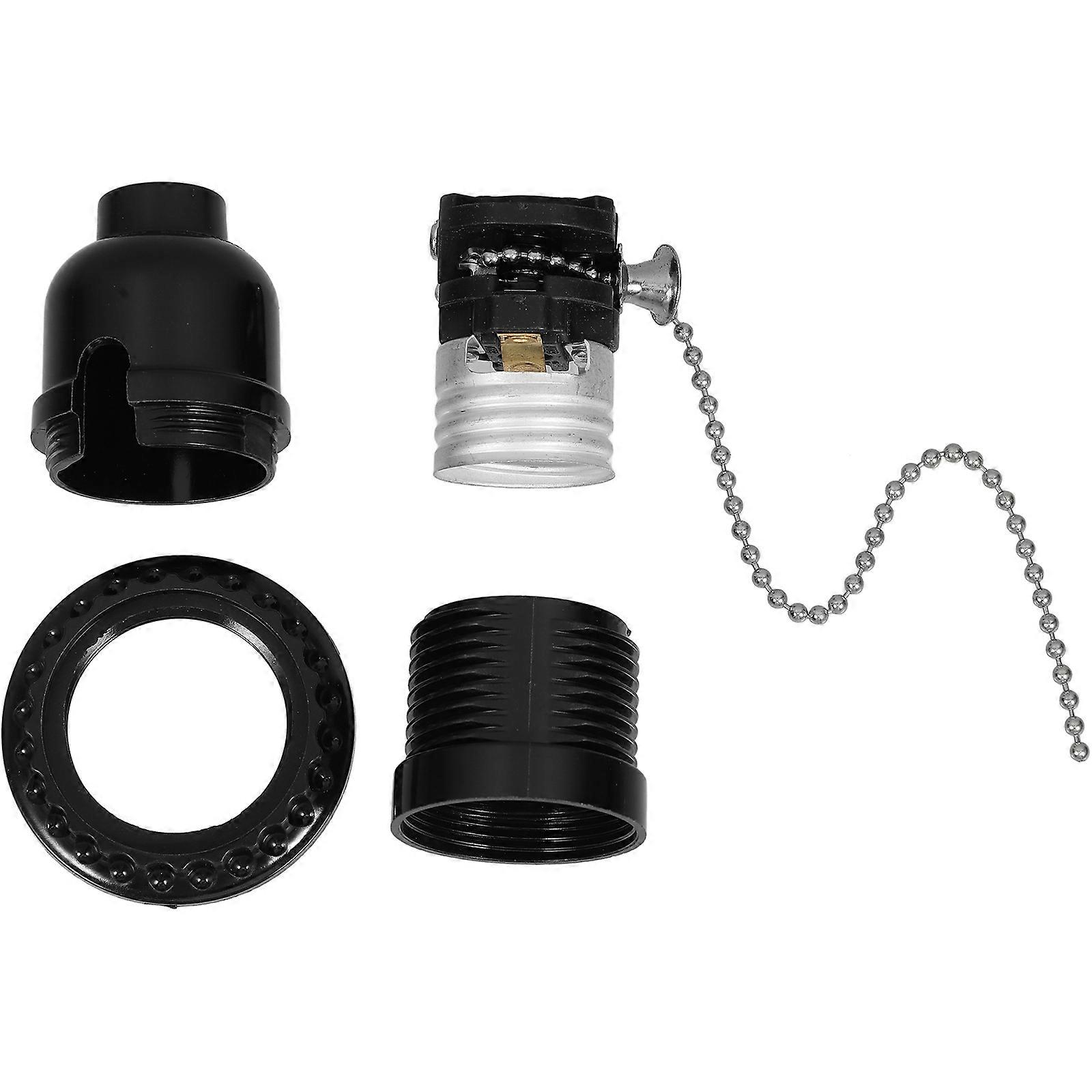 5Pcs Pullswitch Lamp Holder for Ceiling Light Fixture Black E27 Socket