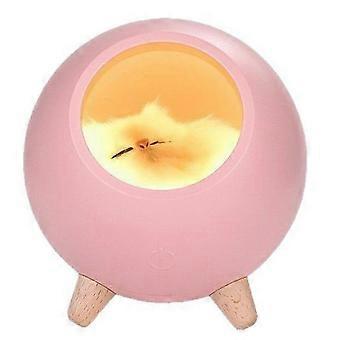 Pet Cat House Night Light Pink ABS 1200mAh USB Rechargeable Touch Dimmable Kitten Sleeping Companion Atmosphere Lamp