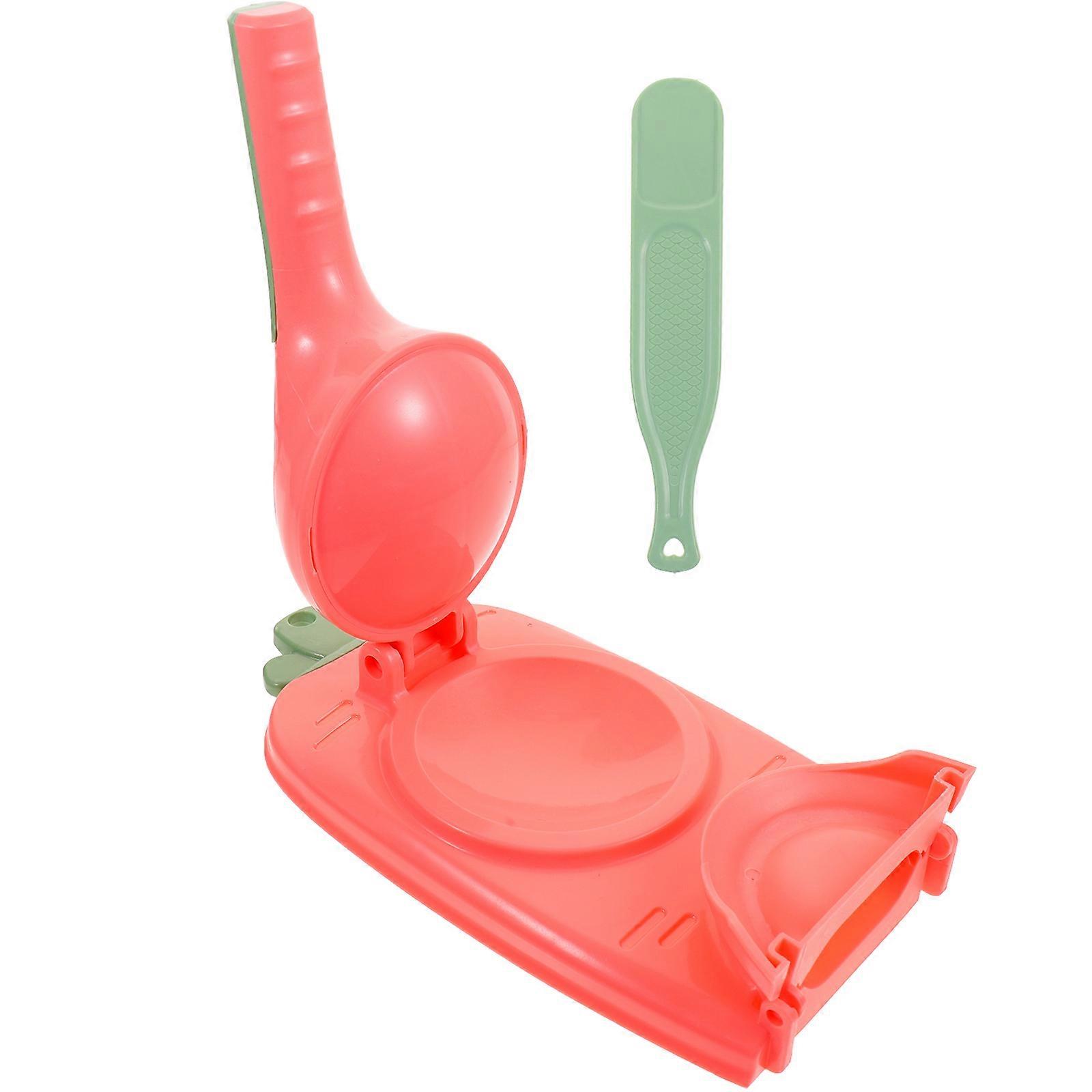 Manual Dumpling Maker Pink Dough Press for Kitchen Use 1Set