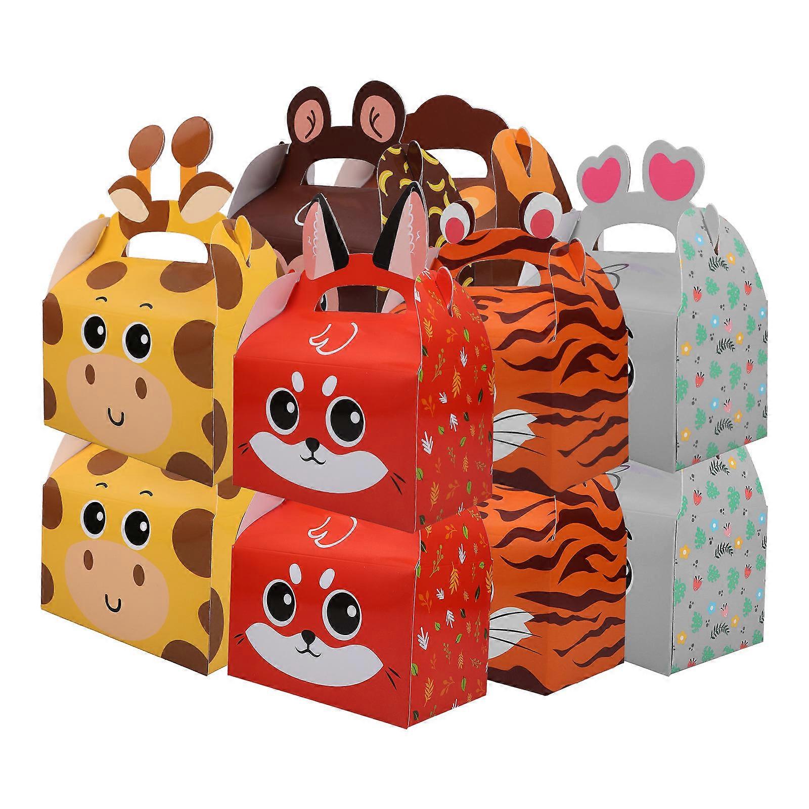 Animal Patterned Cookie Boxes for Storage Use 12Pcs Cartoon Candy Wrapping Boxes