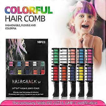 10-Color Washable Hair Chalk Comb - Temporary Dye for Kids/Party Hairstyling,l
