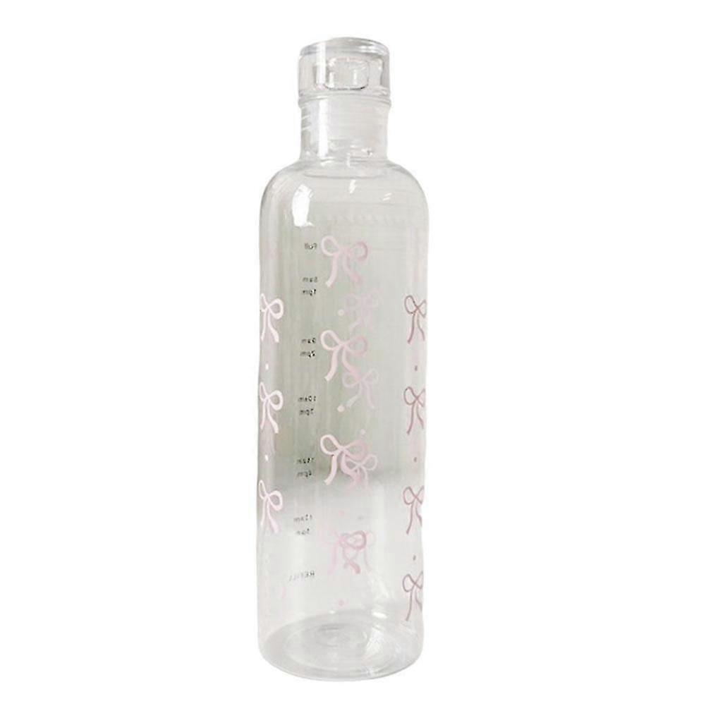 500ml Bow Print Large Capacity Plastic Time Scale Water Cup