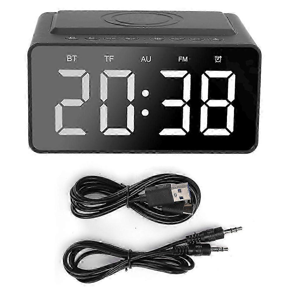 2026 Bluetooth Speaker with Wireless Charging, LED Alarm Clock, Dual Alarm, FM Radio, Hands-Free Calling for Bedroom