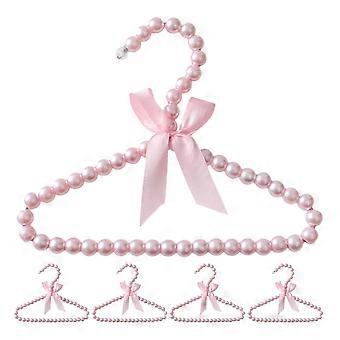 Conjunto de 5 Cabides Pequenos para Roupas de Animais de Estimação - Mini Cabide com Pérolas para Cães e Gatos, Ideal para Exibir Roupas de Animais, Plástico para Lojas e Organização Doméstica, 20 cm, Rosa