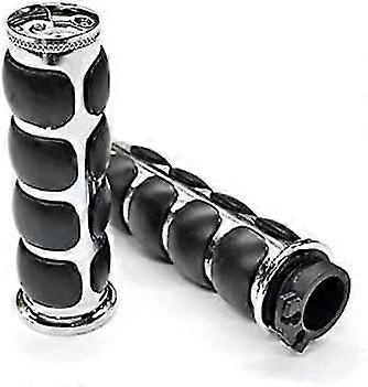 Motorcycle Chrome Rubber Handle Grips (silver)2pcs