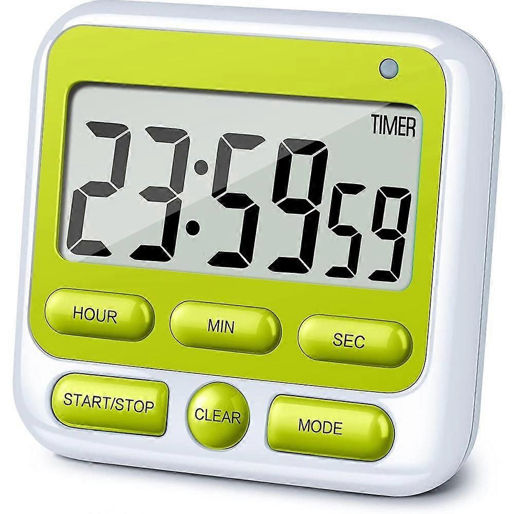 Digital Countdown Kitchen Timer -Count Up Down Magnetic Timer Clock For Cooking Baking Gym Students-Green