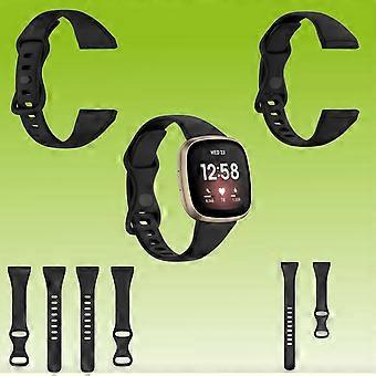 For Fitbit Versa 4 / Versa 3 / Sense Plastic Silicone Wristband for Size S Black