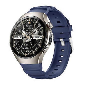 For Huawei Watch 5 46mm Silicone Classic Metal Clasp Replacement Smart Watch Band Dark Blue