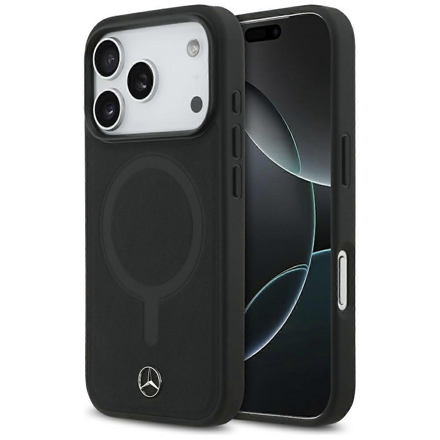 Mercedes Apple iPhone 17 Pro Max Plain Smooth Leather MagSafe Protective Case