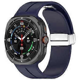 Für Samsung Galaxy Watch Ultra 47mm Groove Silikon Armband magnetische Schnalle Dunkelblau