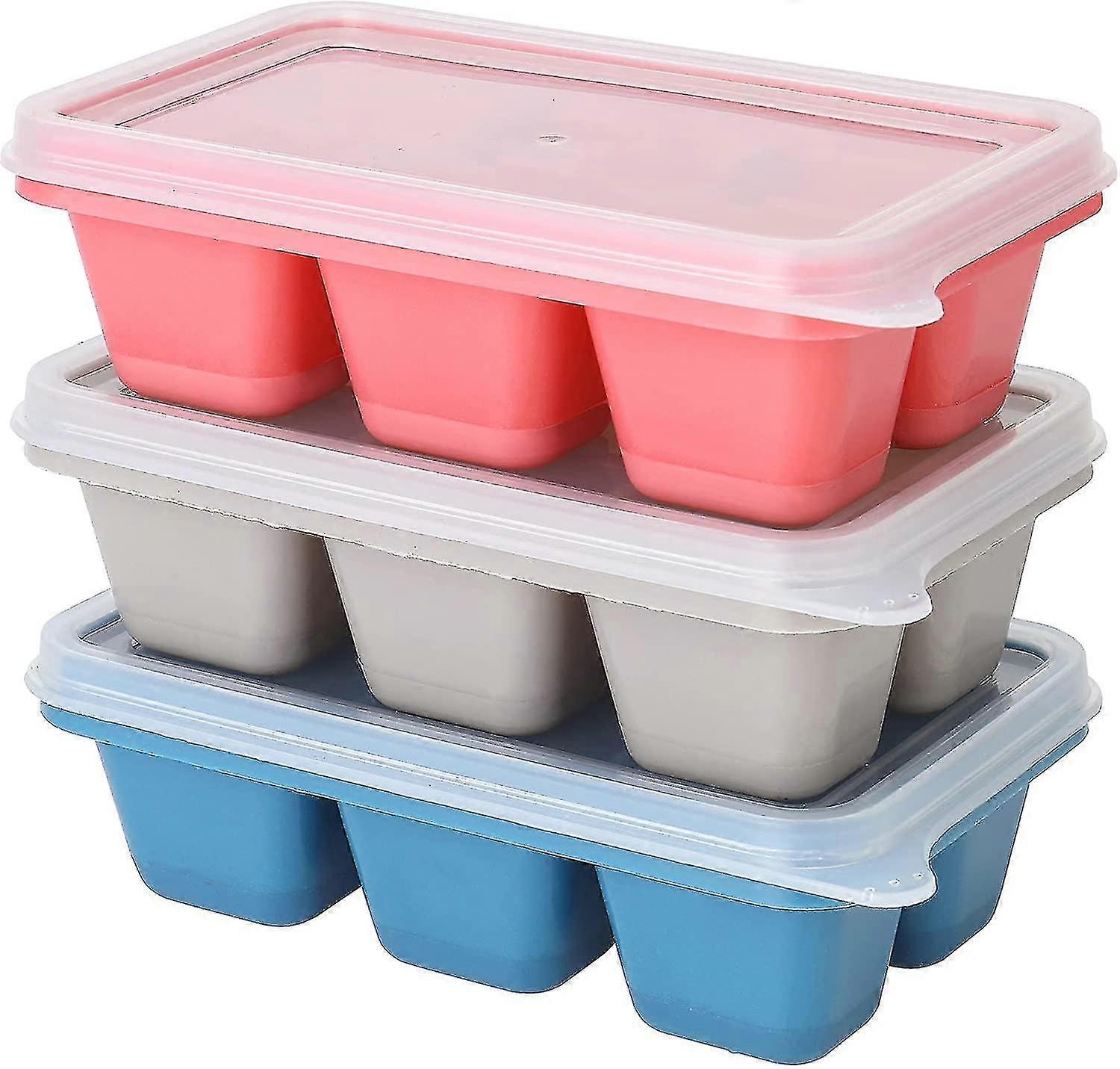 Ice Cube Trays, Silicone Ice Cube Trays With Lid, Stackable And Dishwasher Safe