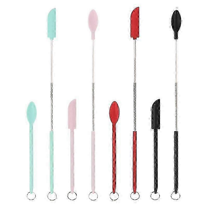 8 Pcs Mini Silicone Telescopic Spatula & Scooping Spoon Set for Kitchen Cooking