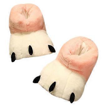 Cute Bears Paws Plush Slippers Warm Winter Shoes Cozy Cartoon Footwear with Fluffy Animal Claw Design for Indoor Bedroom Home Couples House Sllipper S