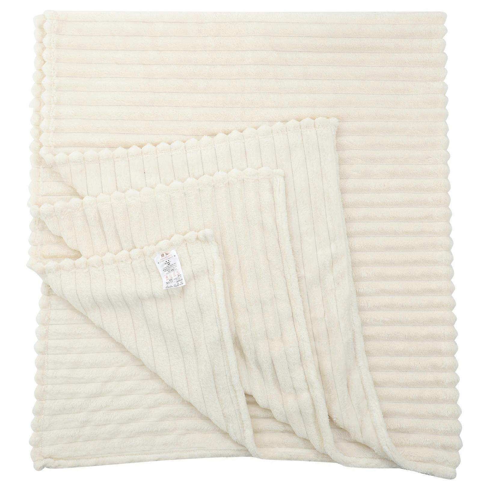 Fuzzy Rabbit Plush Throw Blanket for Bed Comfort White