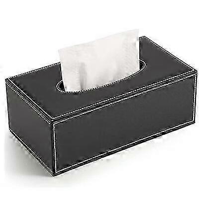 1 pcs Rectangular Leather Tissue Box (Black 1)