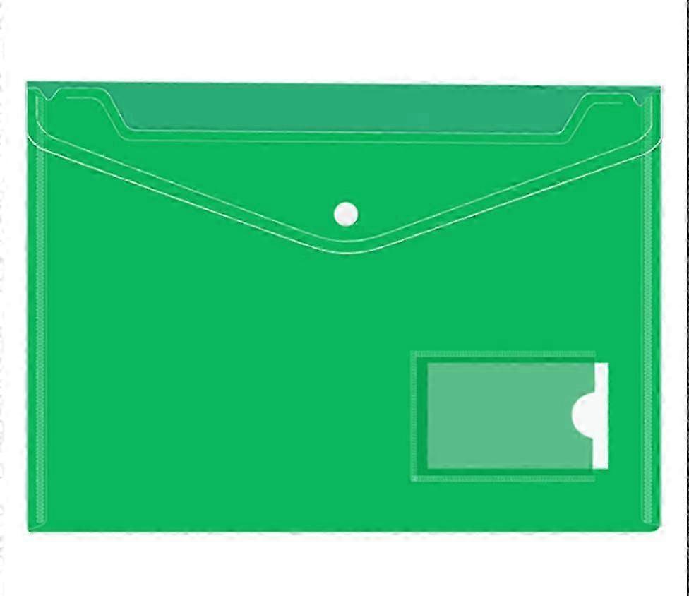 20 Pack A4 Plastic FolderGreen - Document Pockets - Snap Button Folder with Pocket - A4 Plastic Flap Folder - Transparent Document Folder for Document