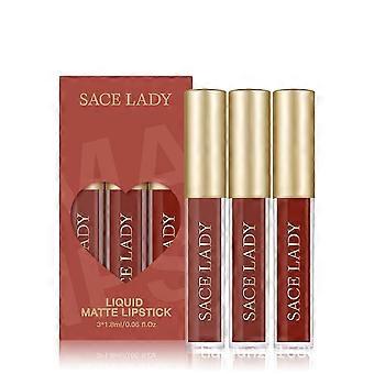Velvet Matte Lip Glaze Set - Long-Lasting, Non-Staining, Kissproof - 12 Colors, 3 Pieces