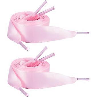 2 Paar flache, farbenfrohe Schnürsenkel aus Satinband für Damenstiefel und Sportschuhe