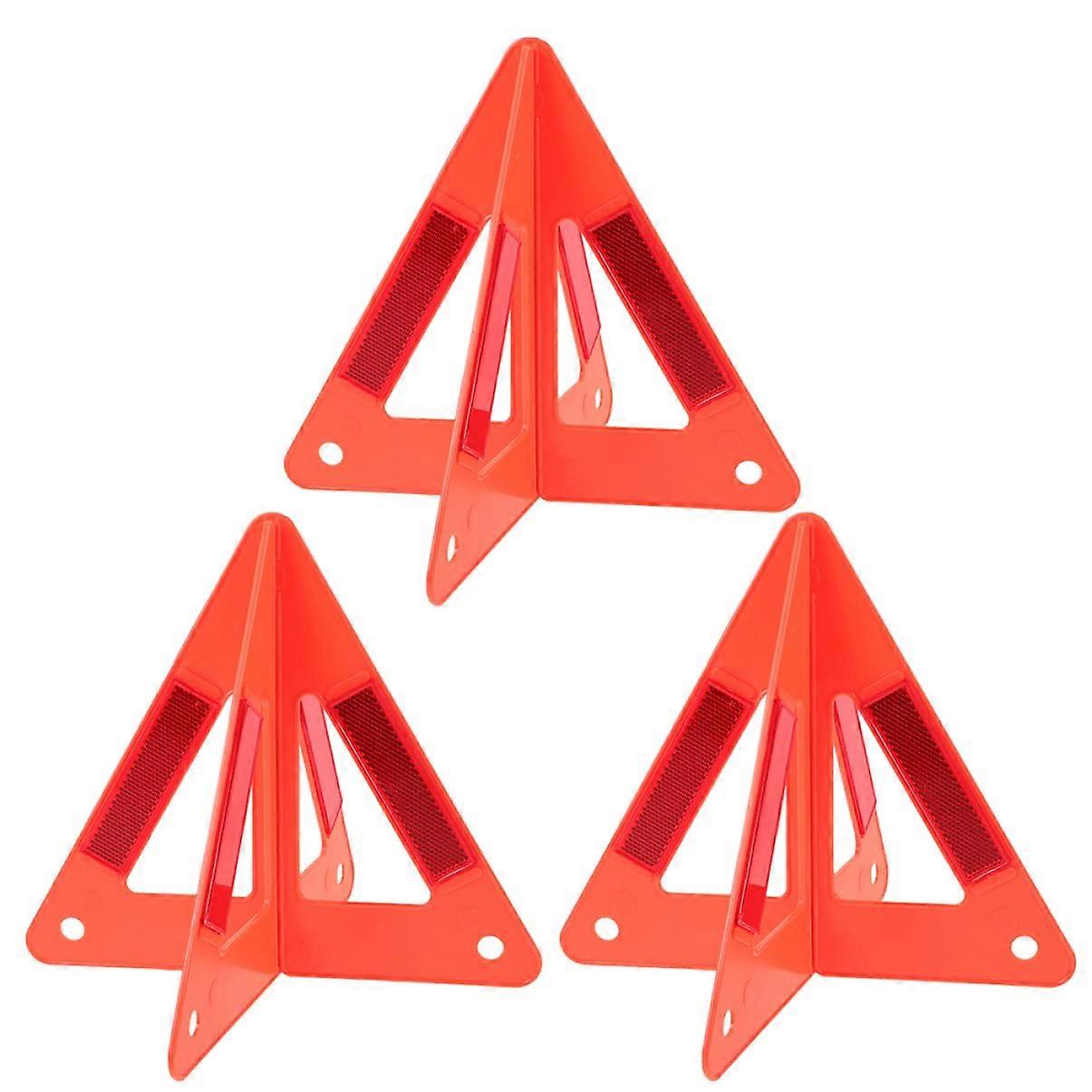 3pcs Reflective Warning Triangle Set for Vehicles with  Visibility and Stable Design