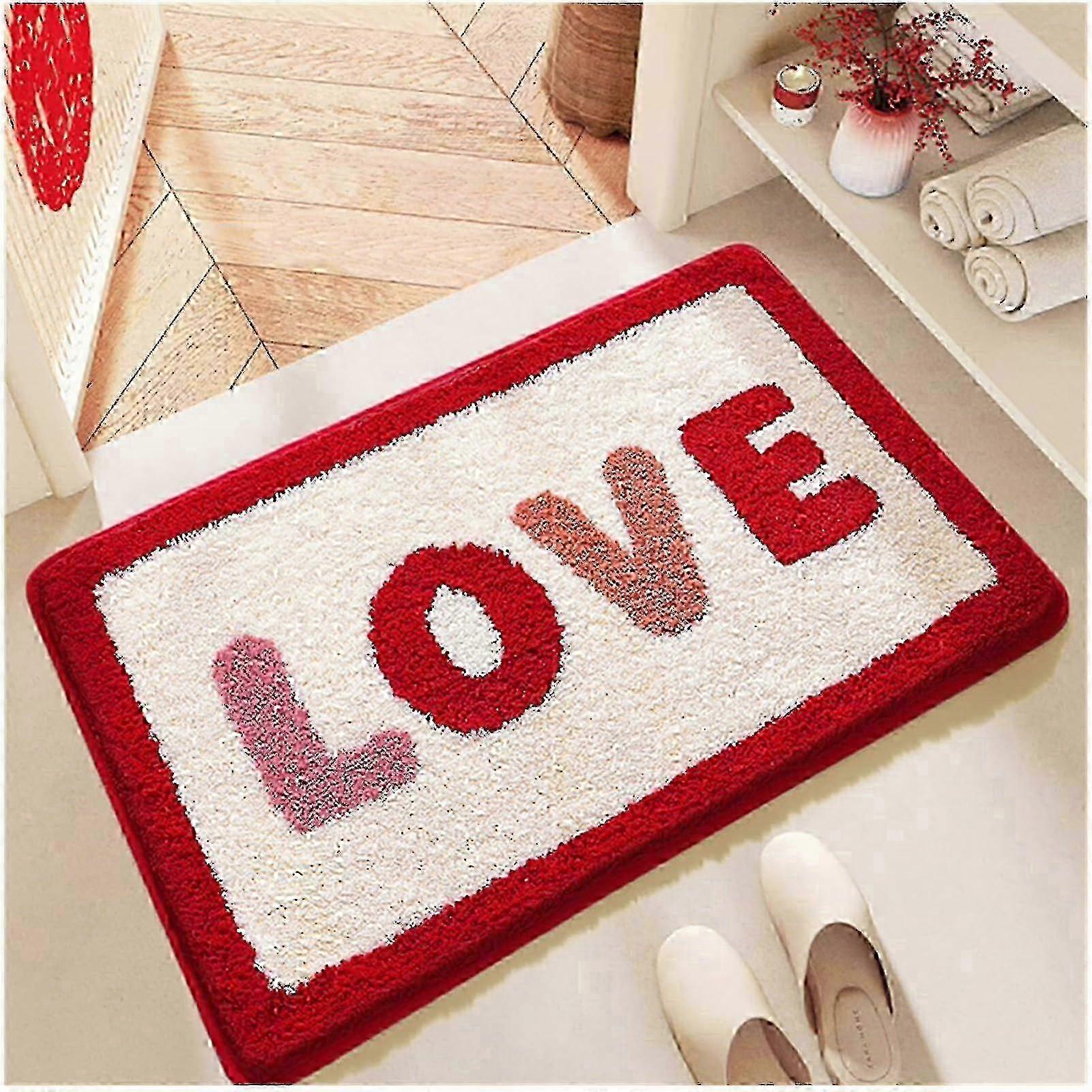 Red & Pink Heart Bath Mat