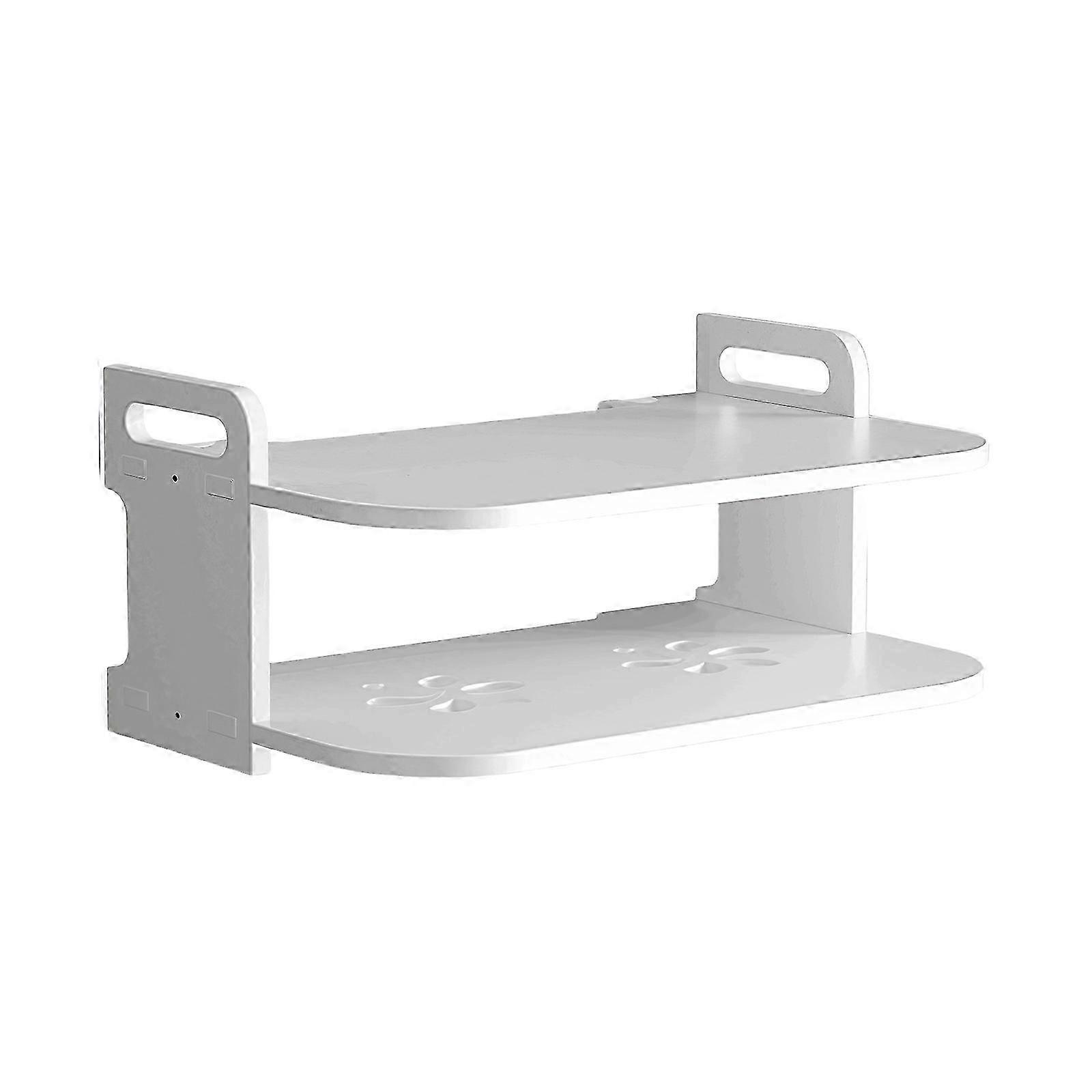 Multiple Purpose Wall Shelf For Electronics Equipment Denial Drill Mounting Ventilated Plan Two Layer Storage Space Cable Planner 30cm