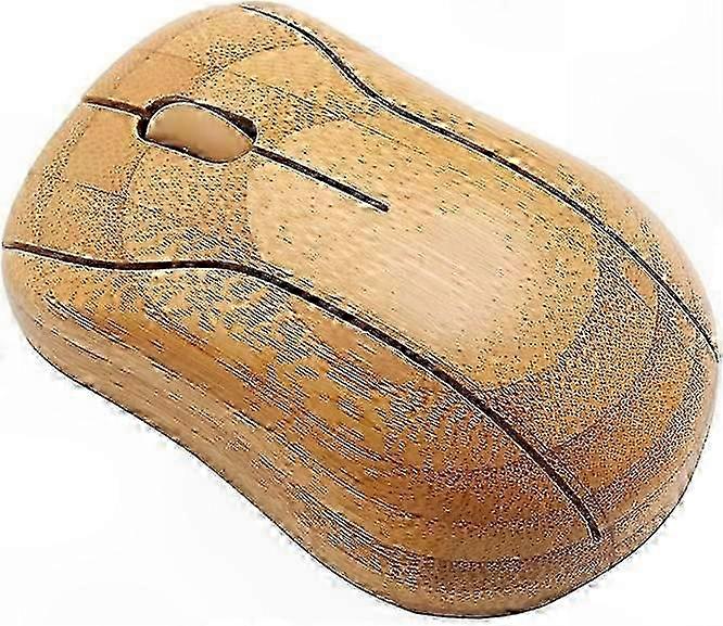 Ergonomic Wireless Bamboo Mouse with USB Receiver compatible with Laptops and PCs