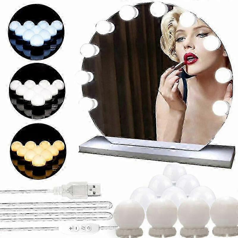 3-Mode 10-Bulb USB Mirror Lighting
