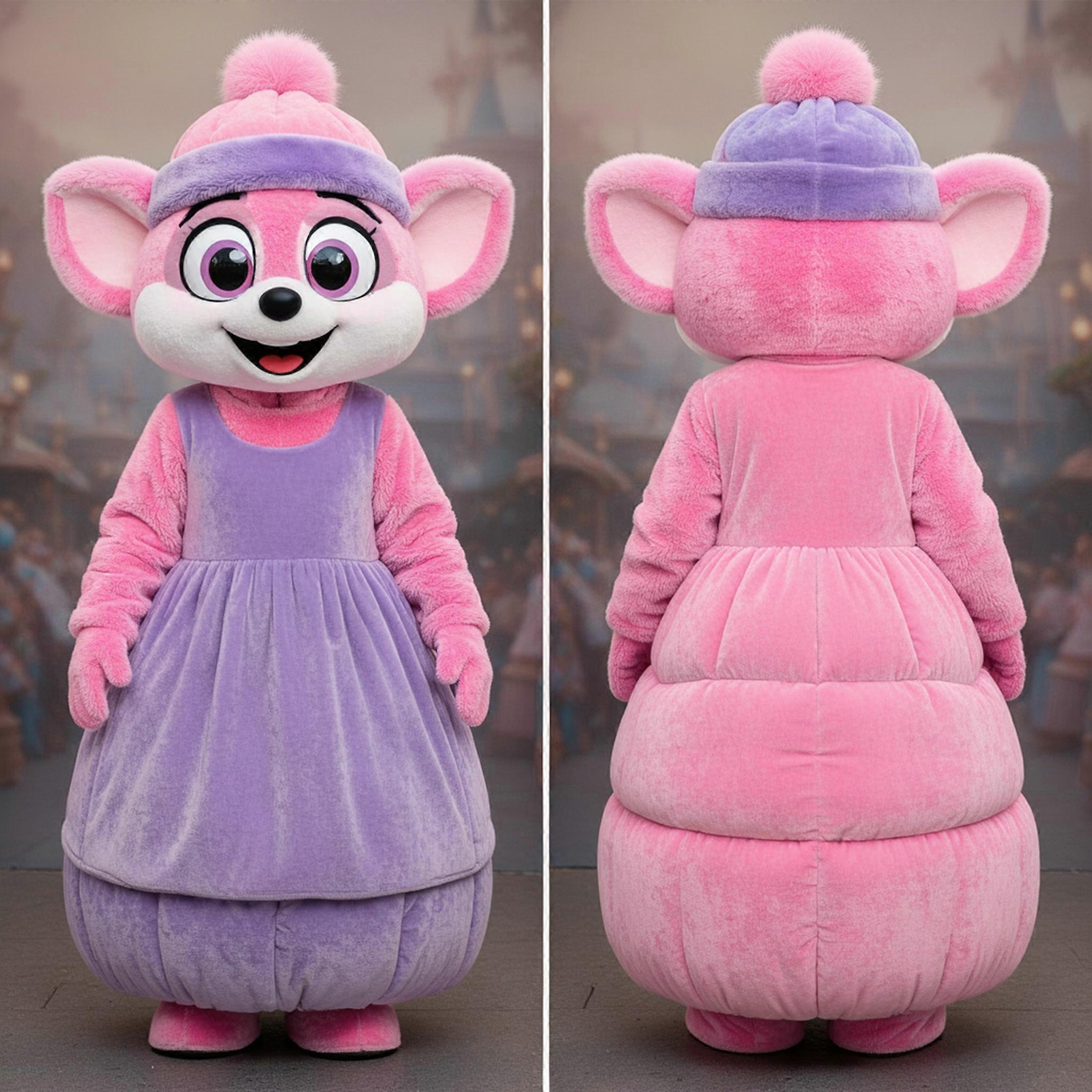 MASTICOT Pink Fluffy Eyed Lemur Mascot