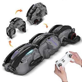 RC Stunt Car 2.4GHz  Speed Dual Battery Toy with 360° Roll and LED Lights for Kids Indoor Outdoor Grey