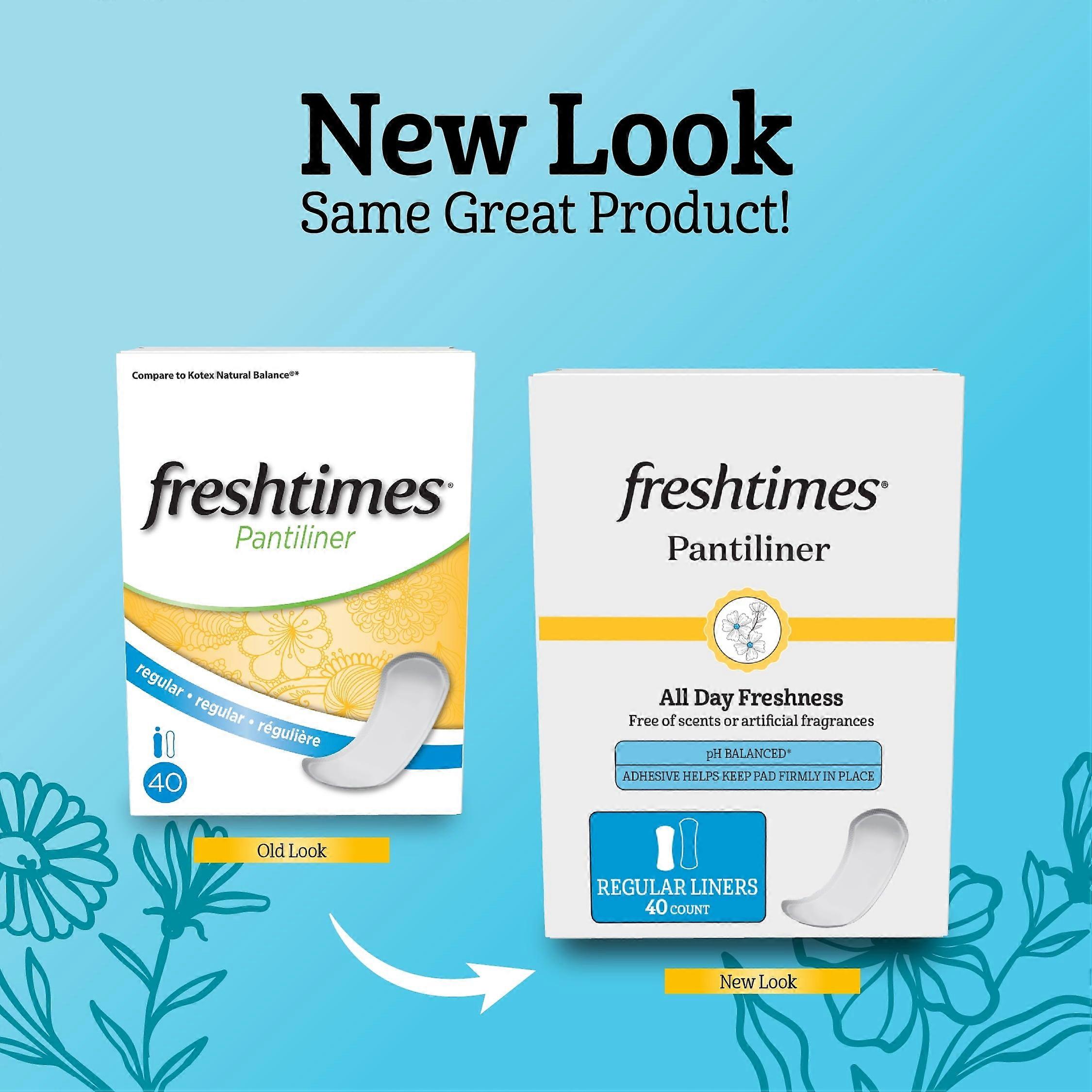 Freshtimes Pantiliners Regular Unscented 40 Ct