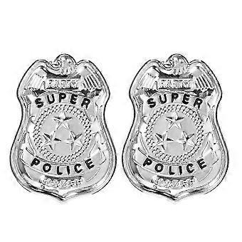 Kids Metal Cops Badges, Iron Child Safe Multicolor Pin Brooches for Pretend Play, Costume Dress Up, Role Play, Birthday Parties, 2 Pcs