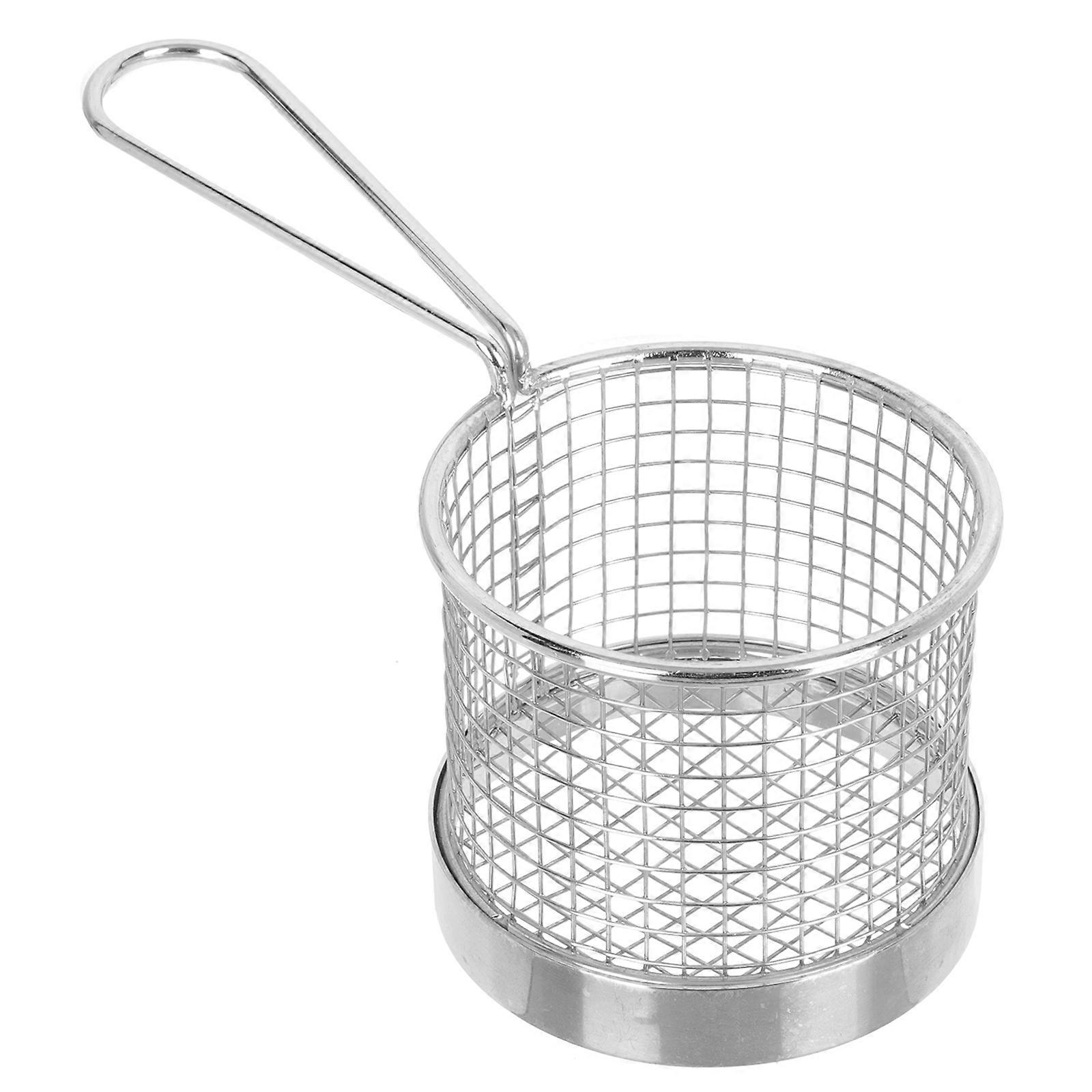 Silver Kitchen Frying Basket for Home Use with Handle