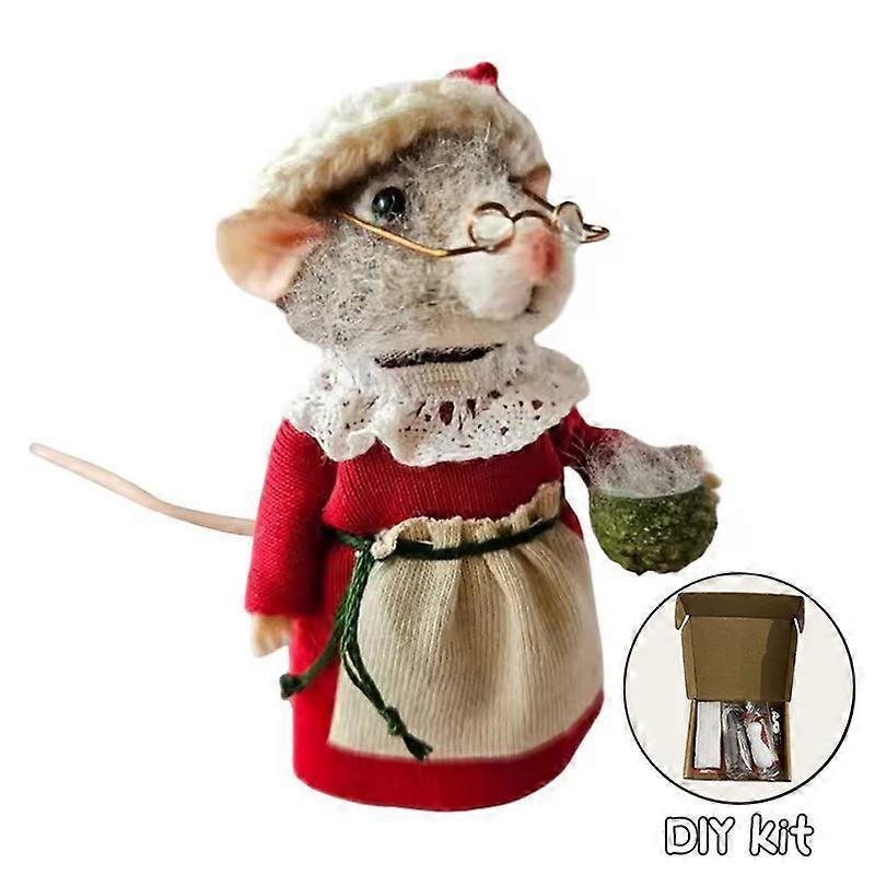 Whimsical Wool Felt Christmas Mouse