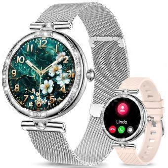 Smart Watch for Women with Call and Text, 1.1 inch AMOLED, Diamond, Heart Rate SpO2, Compatible with Android & iPhone