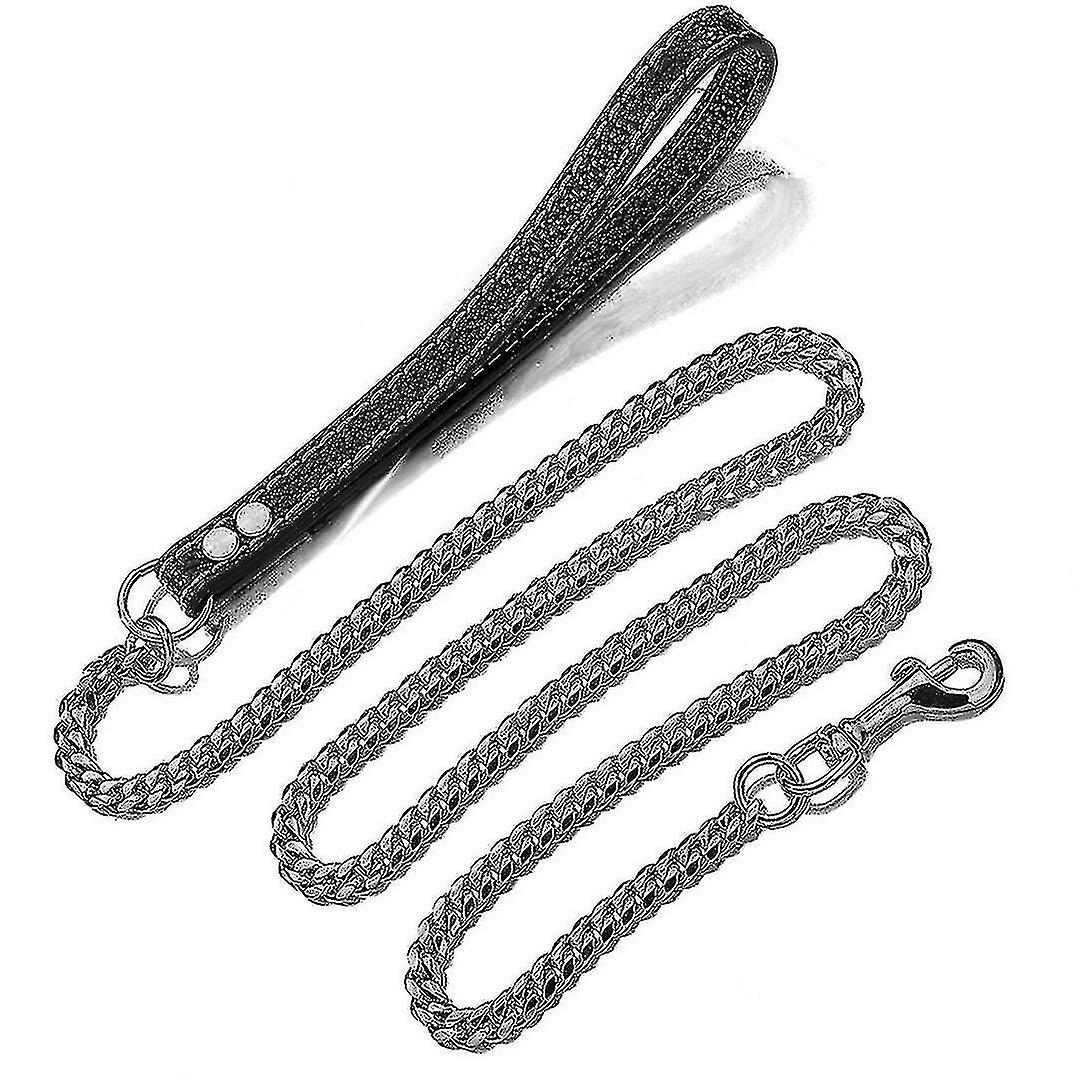 Laisse pour chien en métal de 10 mm avec poignée rembourrée pour chiens de taille moyenne