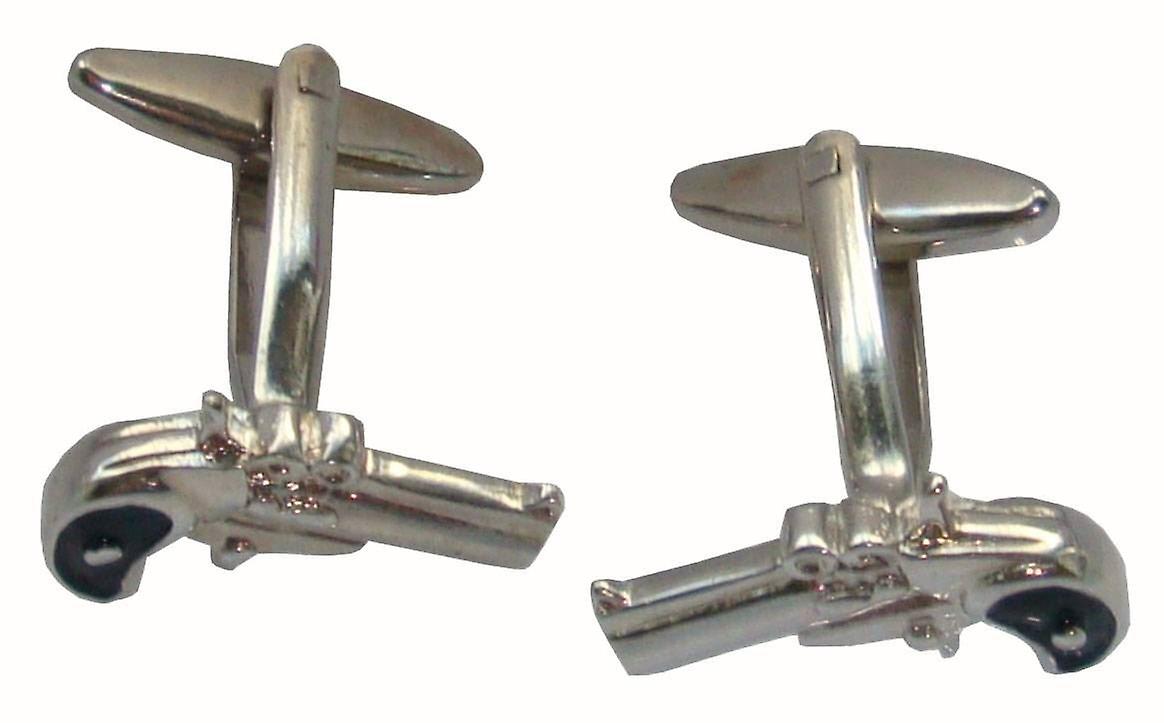 Bassin and Brown Pistol Cufflinks - Silver