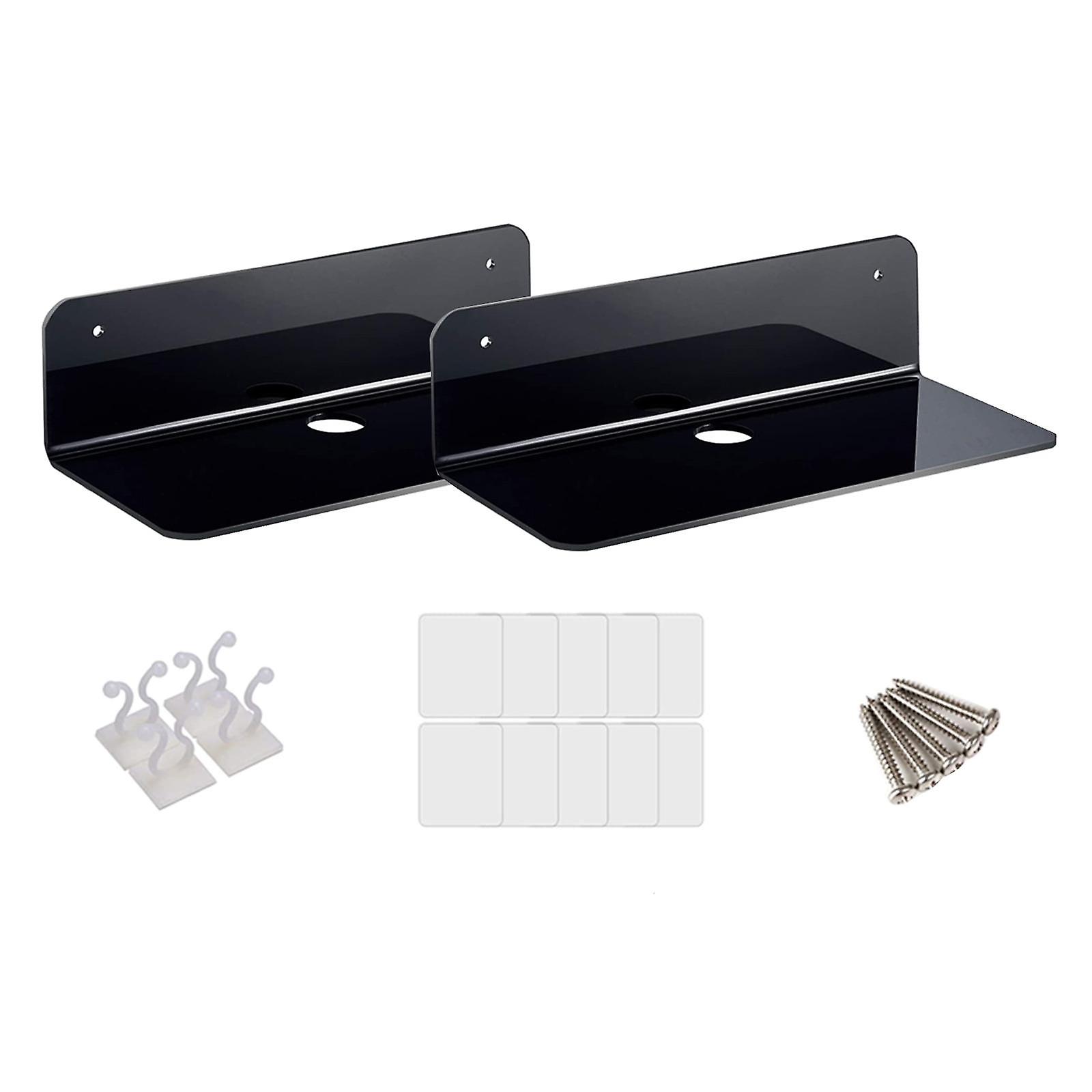 2x Acrylic Floating Wall Rack Small Display Shelf for Wireless Speaker Black