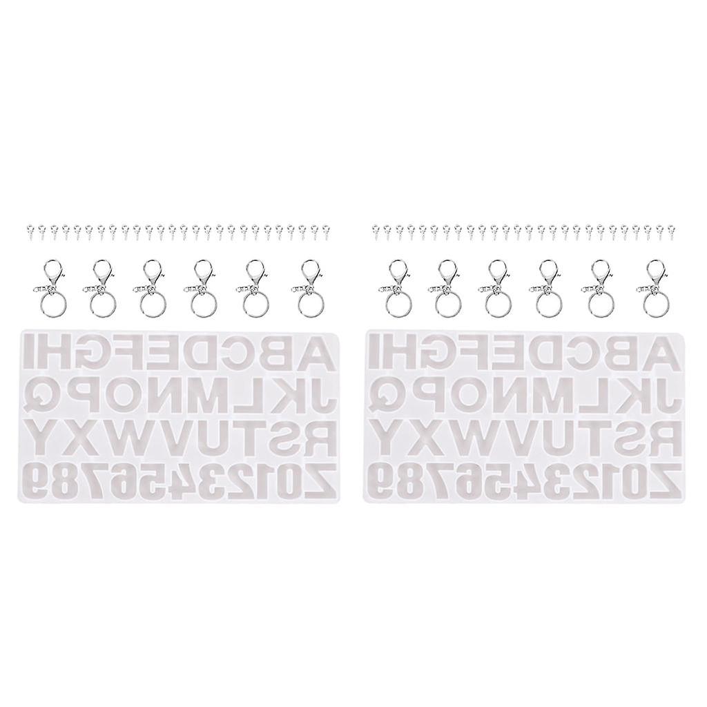 2Set Alphabet Resin Molds Backward Letter Number Silicone Mold for Keychain