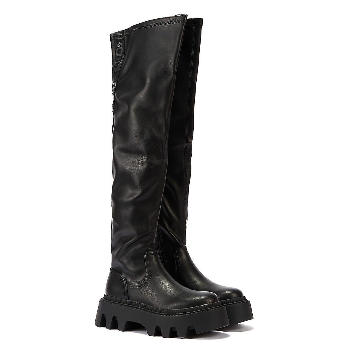 Buffalo Flora OTK Stretch Womens Black Boots