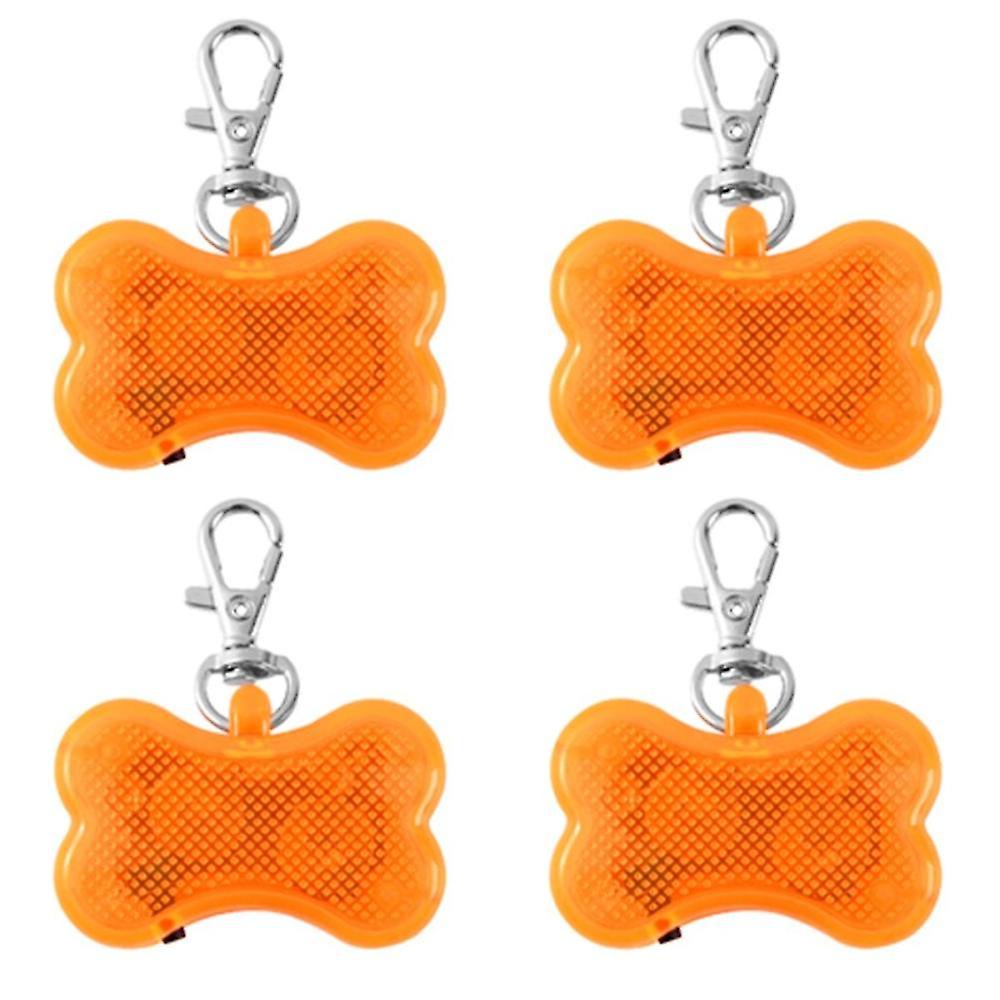 4pcs Led Dog Collar Tag Lights Glowing Bone Shape Label Lights Up Label Light