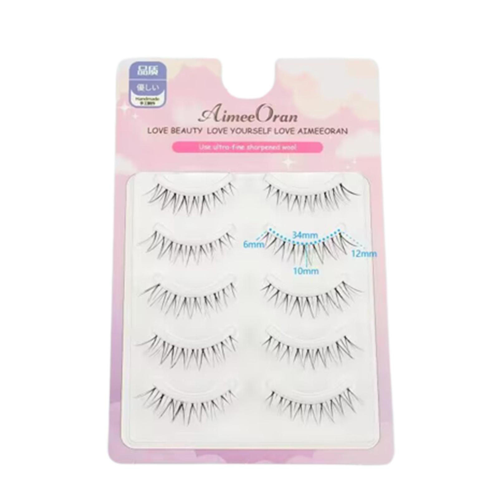 5 Pairs False Eyelashes Pack Lengthening Eyelashes Tail 3d Effect Lashes