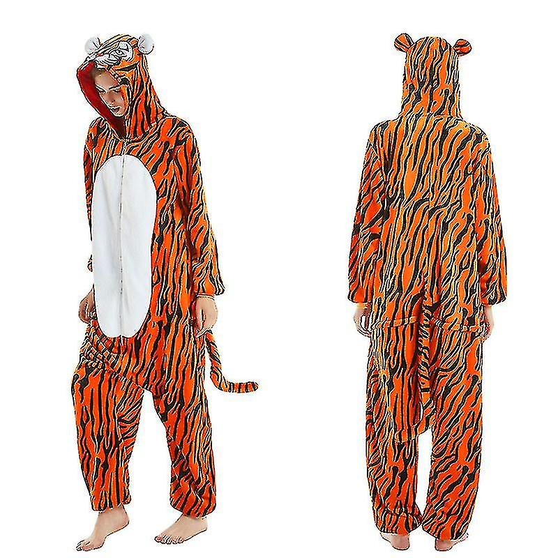 Zıplayan Kaplan Uzun Kollu Onesie Erkekler Kadın Lannel Sıcak Panda Pijama Tek Parça Yetişkin Hayvan Pijama Onesies