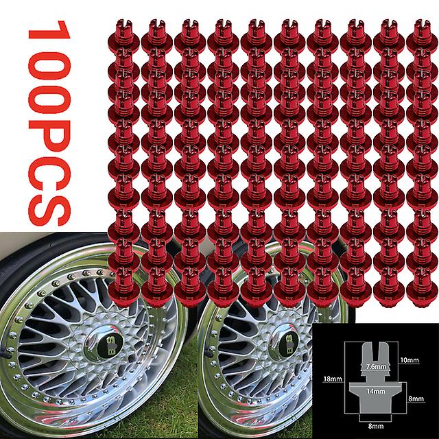 100 Pcs Chrome Plastic Wheel Rivets Nuts Rim Lip Replacement Bolts Studs