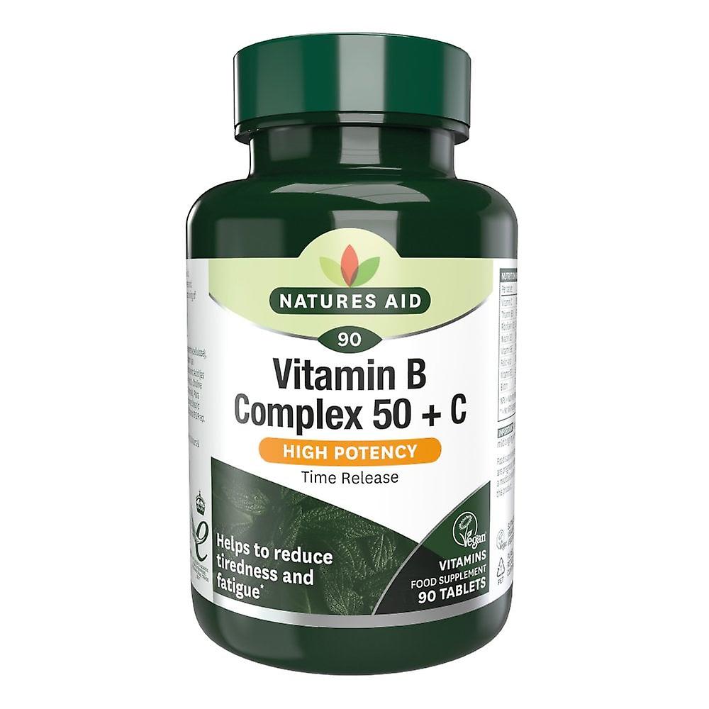Natures Aid Vitamin B Complex (High Potency) + C (with Vitamin C), 90 Tablets. Suitable for Vegans