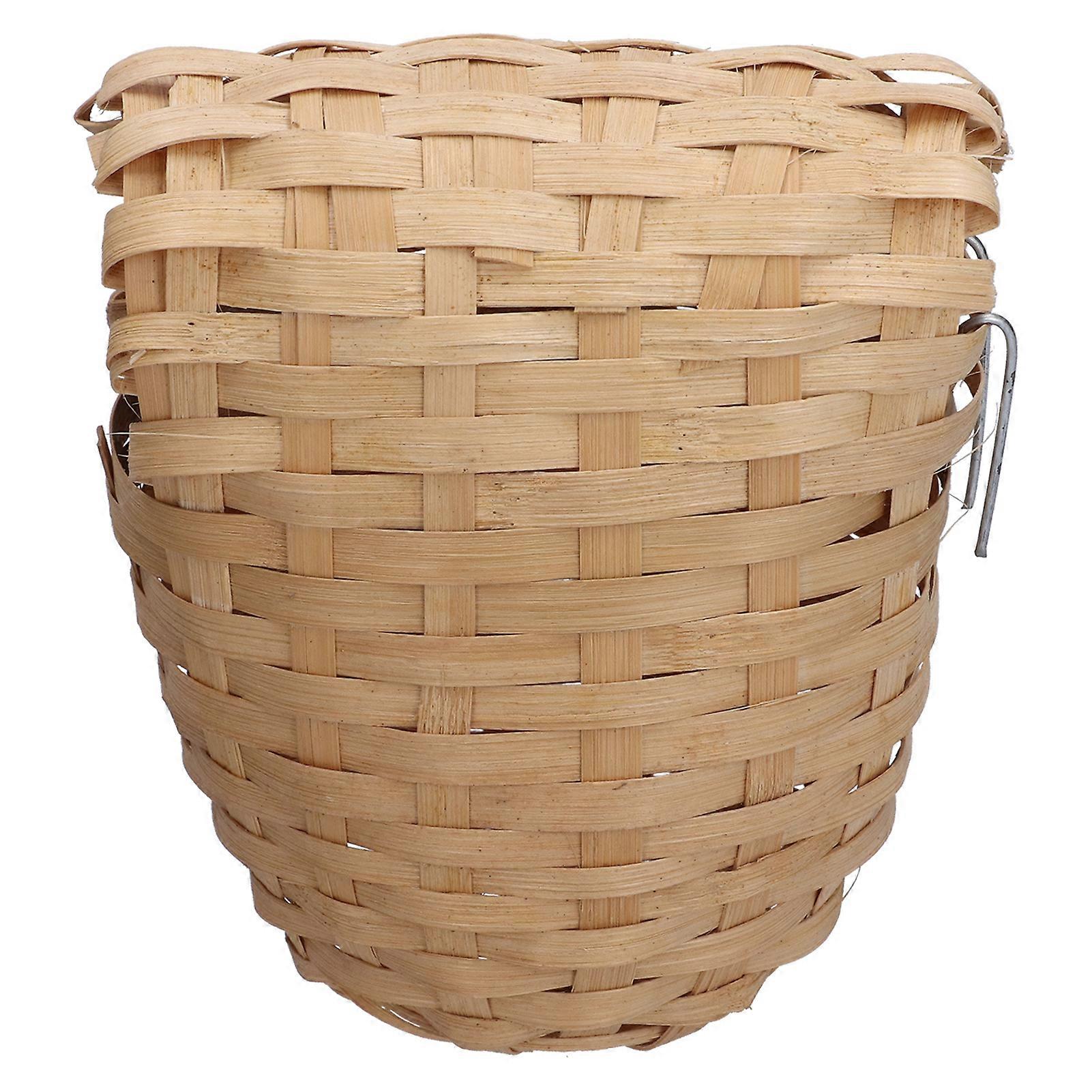 2PCS Handmade Bamboo Bird Nest with Hook for Small Birds 16x13x10cm