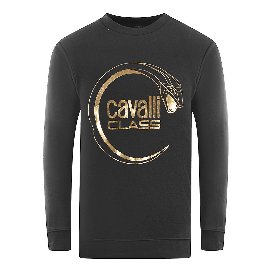Cavalli Class Piercing Snake Logo Black Sweatshirt