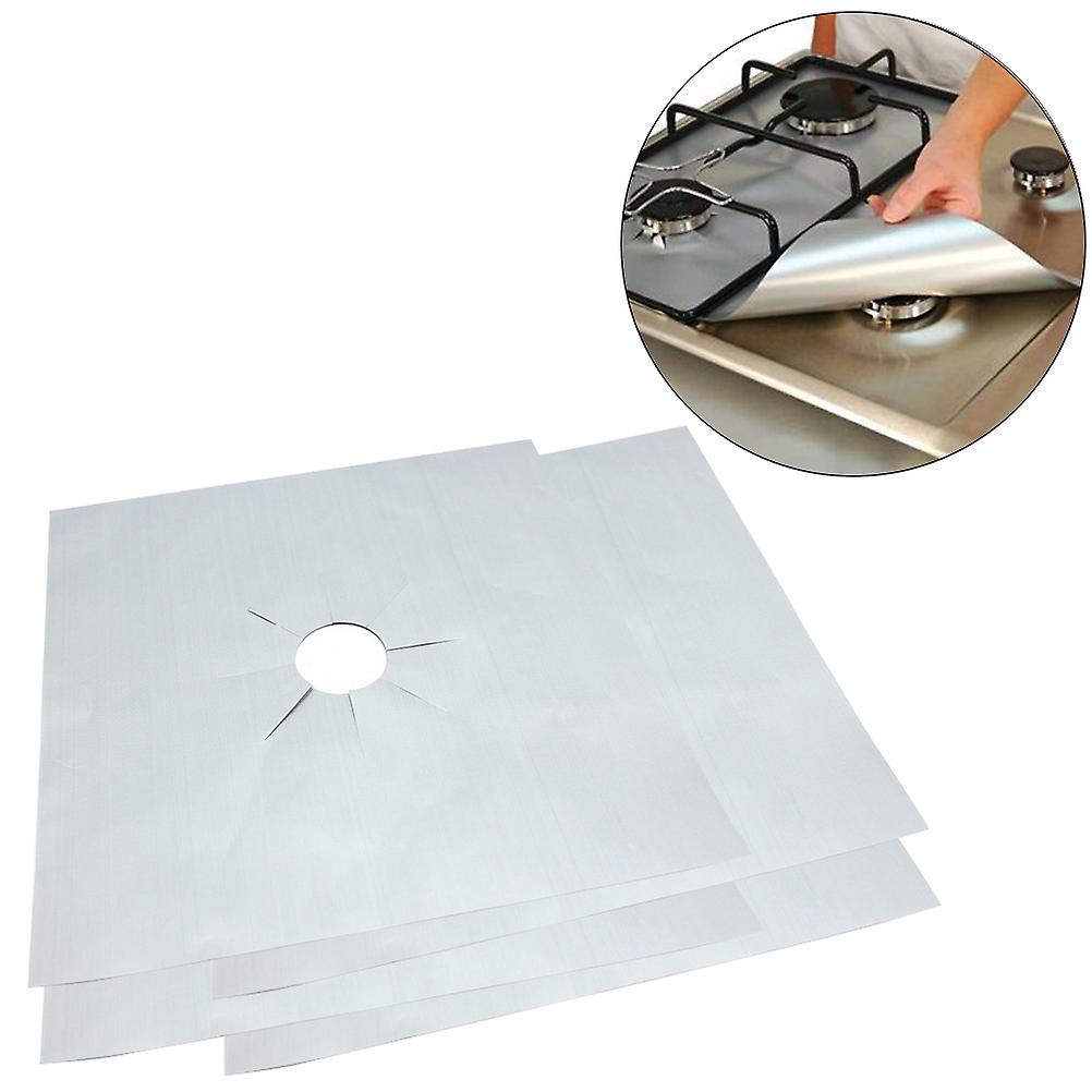 4pcs Universal Heavy Duty Oven Liners Gas Hob Protector Sheets (Silver)