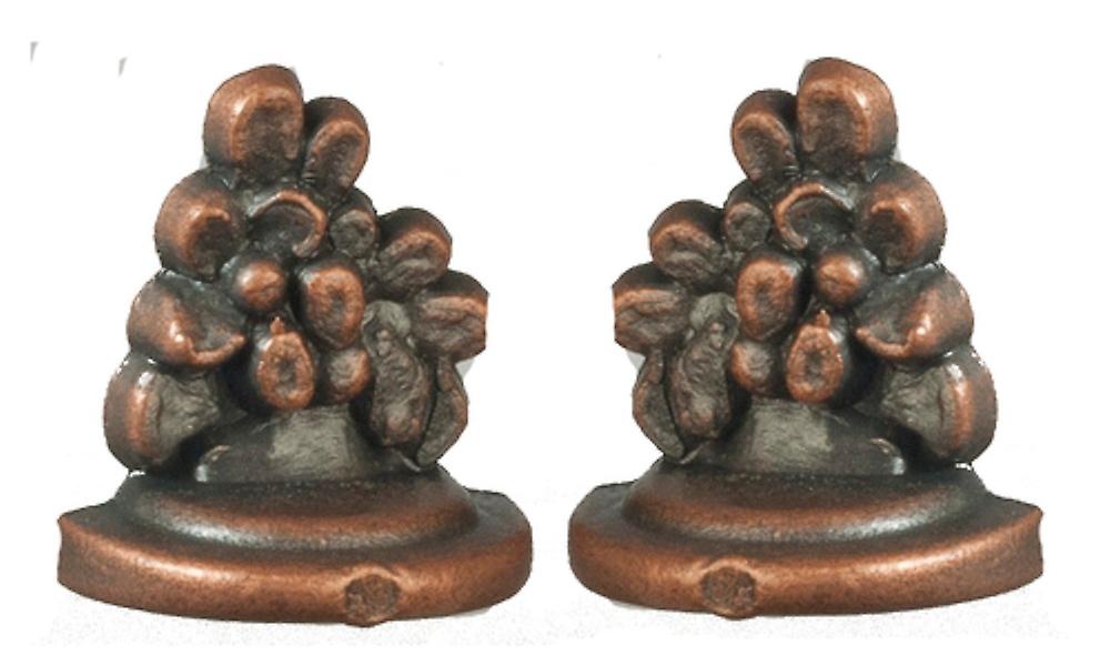 دمى البيت العتيقة البرونزية Bookends مصغرة خزانة الكتب دراسة التبعي
